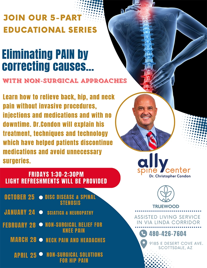 Chiropractor Scottsdale AZ Chris Condon Eliminating Pain Flyer