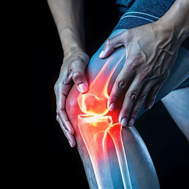 A photo of a patient with ligament pain.